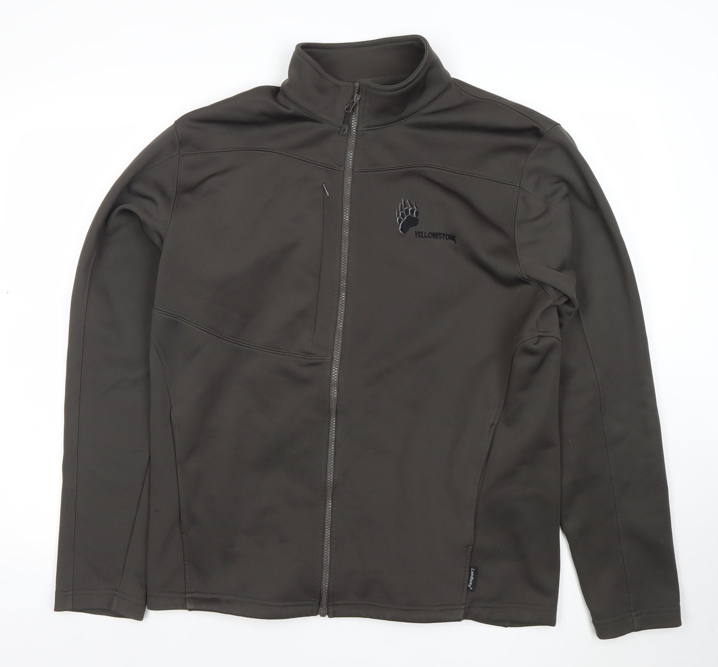 Landway Mens Brown Soft Shell Fleece Jacket L Full Zip Outdoor