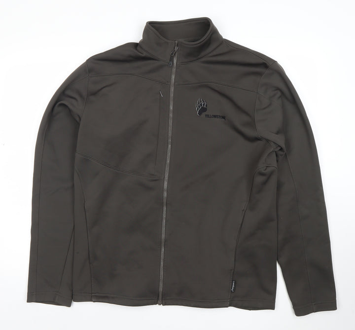 Landway Mens Brown Soft Shell Fleece Jacket L Full Zip Outdoor