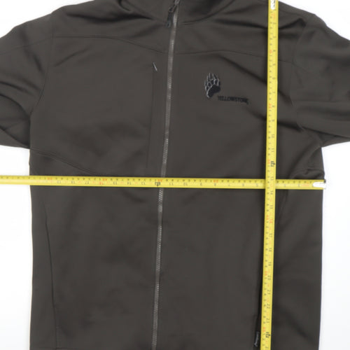 Landway Mens Brown Soft Shell Fleece Jacket L Full Zip Outdoor