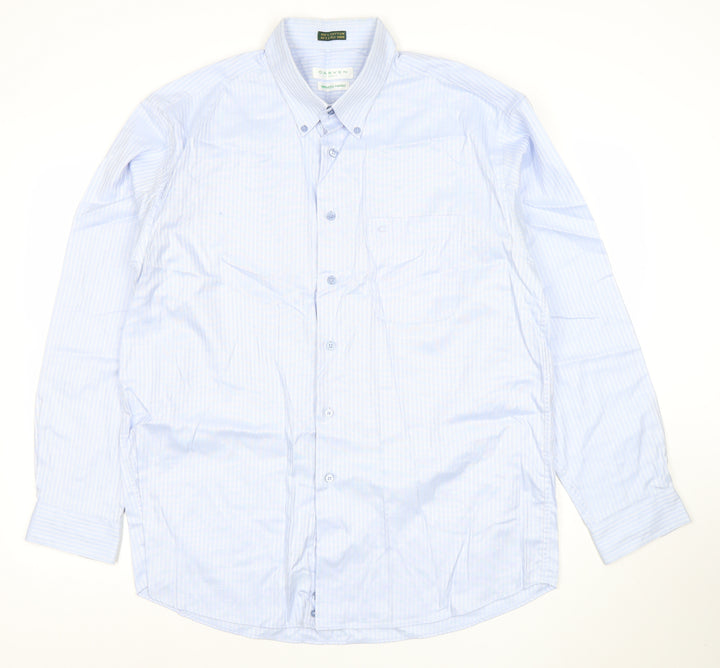 Carven Men’s Blue Striped Button-Down 2XL Cotton Formal Shirt