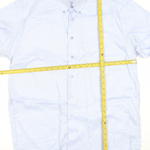 Carven Men’s Blue Striped Button-Down 2XL Cotton Formal Shirt