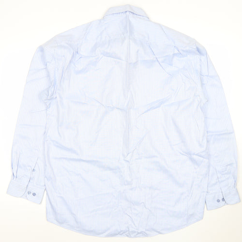 Carven Men’s Blue Striped Button-Down 2XL Cotton Formal Shirt