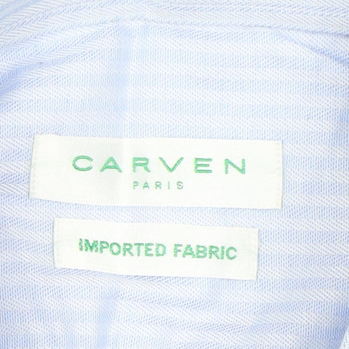 Carven Men’s Blue Striped Button-Down 2XL Cotton Formal Shirt