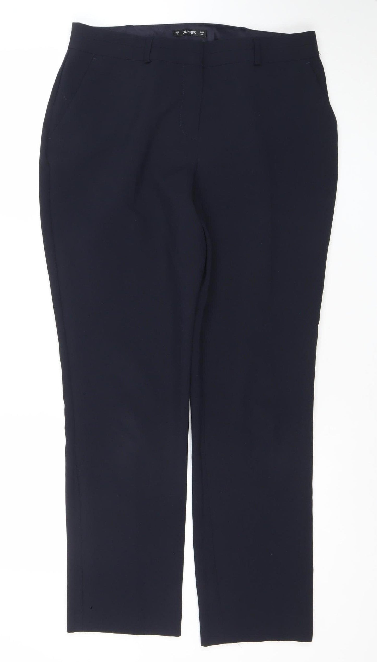 Dunnes Women’s Blue Polyester Straight Leg Trousers Size 12