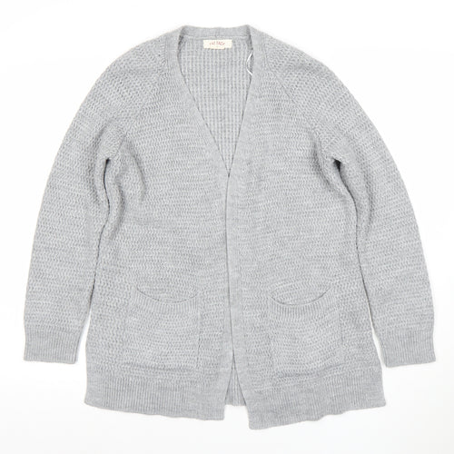 Fat Face Women’s Grey V-Neck Cardigan Size 10 Knit Relaxed Fit