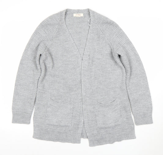 Fat Face Women’s Grey V-Neck Cardigan Size 10 Knit Relaxed Fit