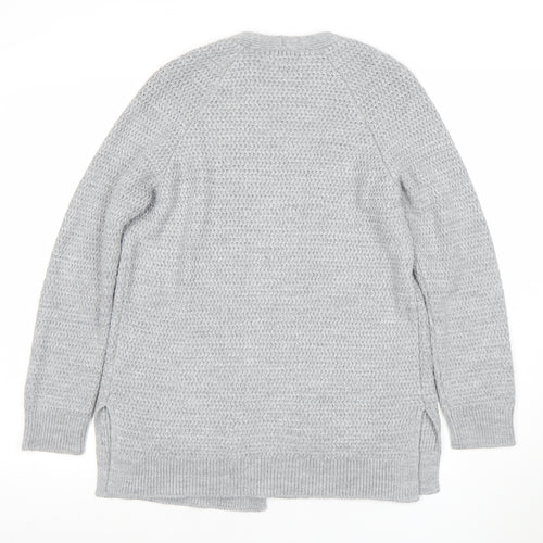 Fat Face Women’s Grey V-Neck Cardigan Size 10 Knit Relaxed Fit