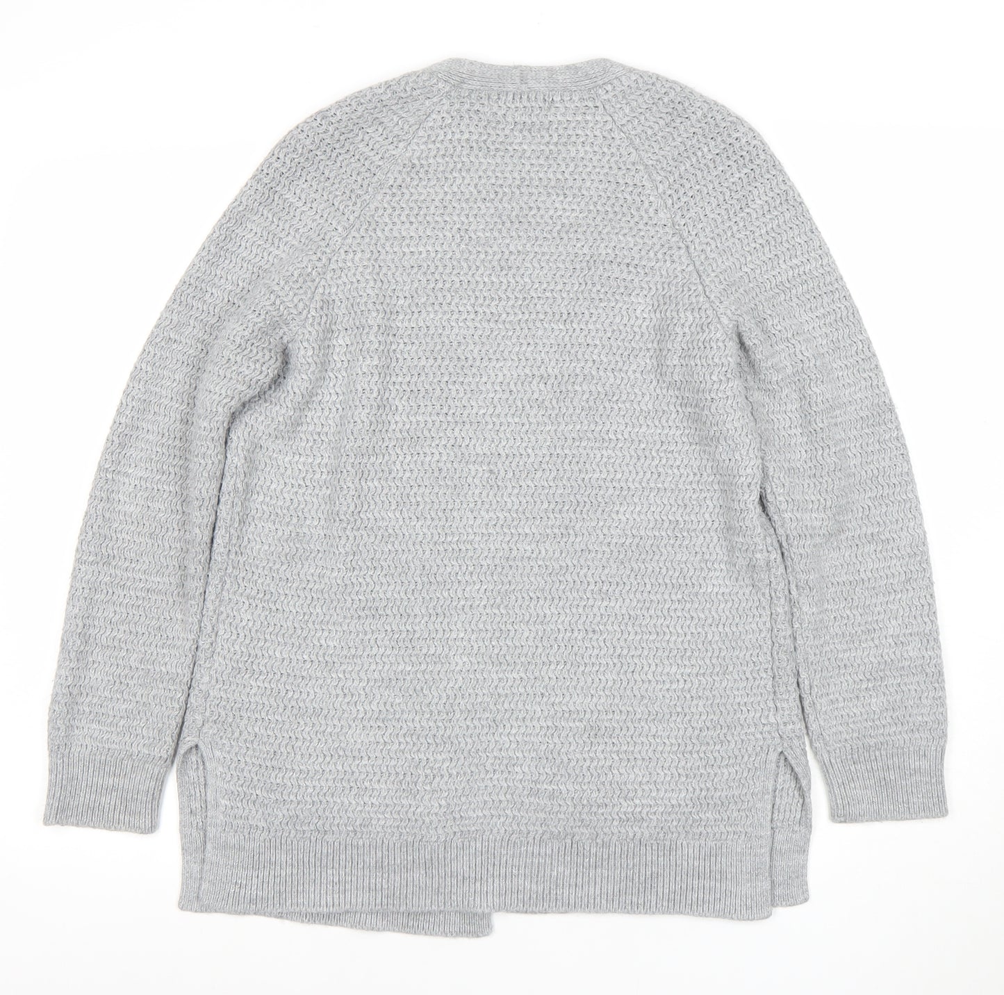 Fat Face Women’s Grey V-Neck Cardigan Size 10 Knit Relaxed Fit