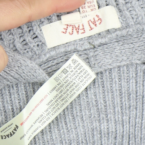 Fat Face Women’s Grey V-Neck Cardigan Size 10 Knit Relaxed Fit