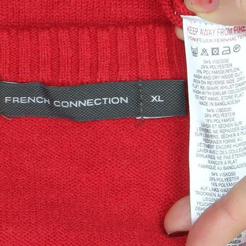 French Connection Women's Red XL Crew Neck Pullover Jumper