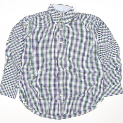 The Oxford Shirt Co. Men's Blue Check 16.5 Button-Down Cotton Shirt