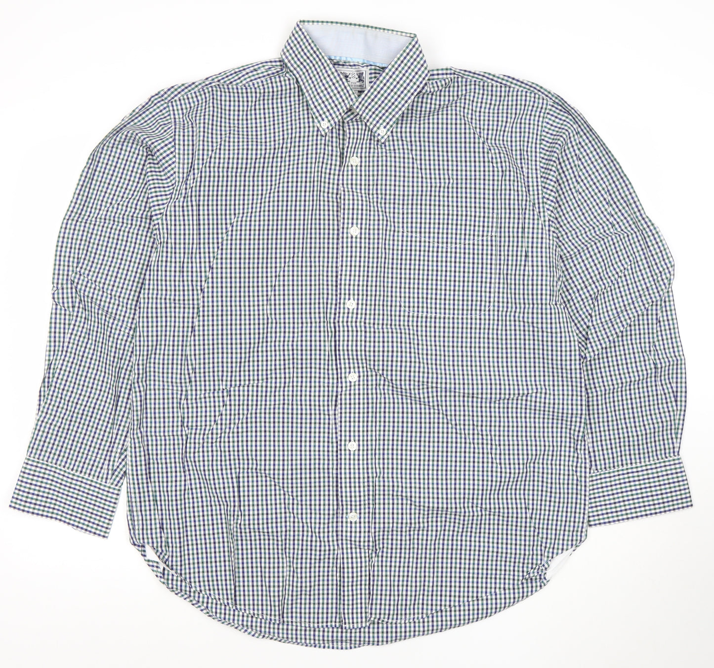 The Oxford Shirt Co. Men's Blue Check 16.5 Button-Down Cotton Shirt