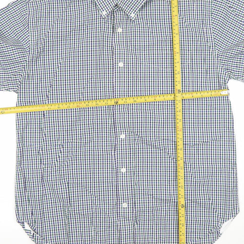 The Oxford Shirt Co. Men's Blue Check 16.5 Button-Down Cotton Shirt