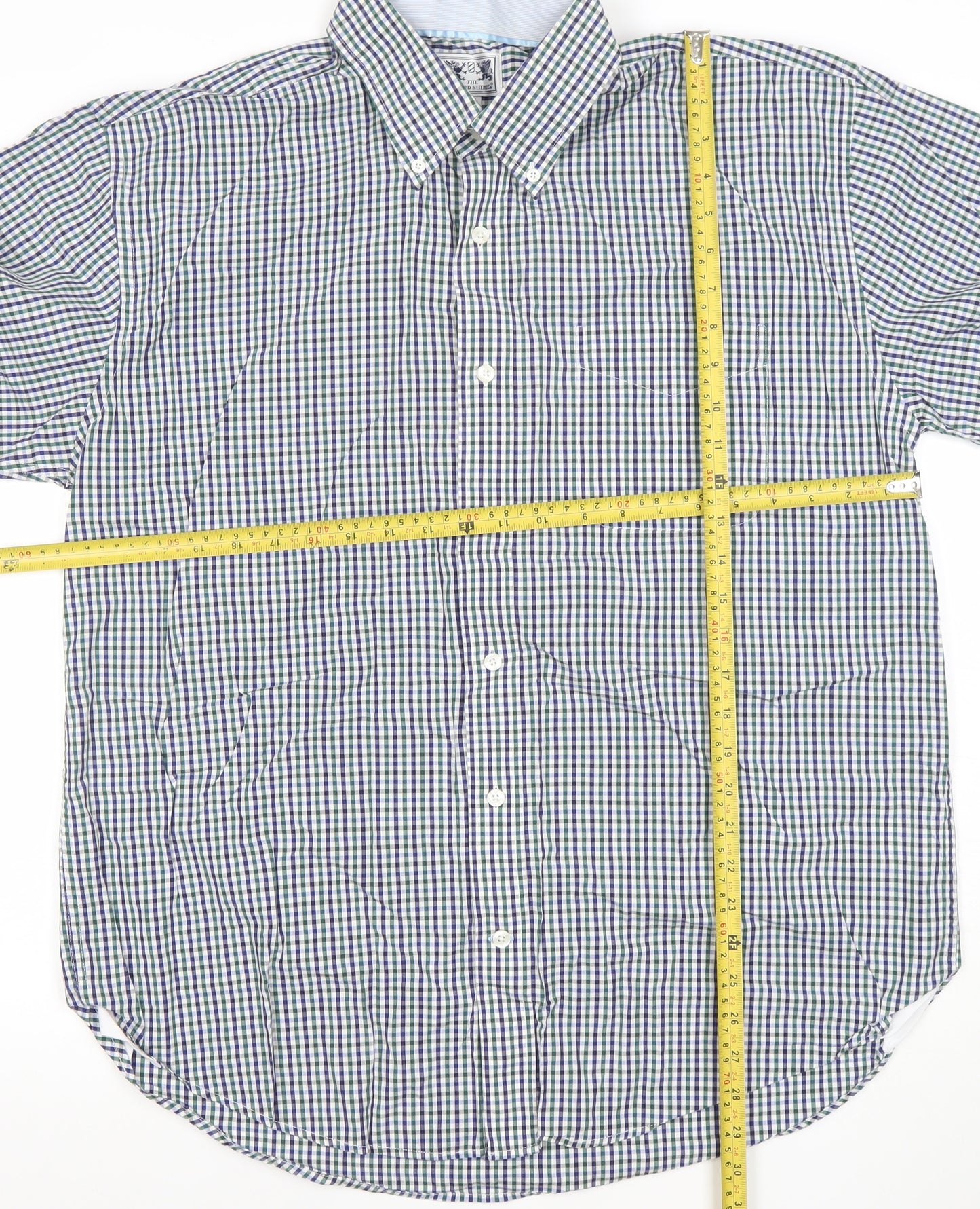 The Oxford Shirt Co. Men's Blue Check 16.5 Button-Down Cotton Shirt