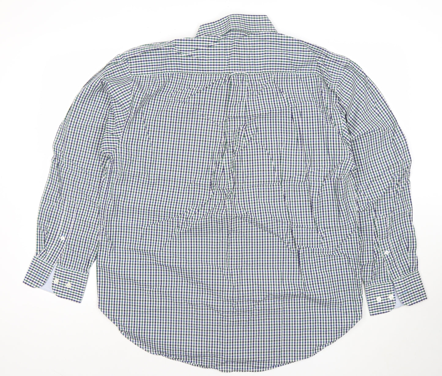 The Oxford Shirt Co. Men's Blue Check 16.5 Button-Down Cotton Shirt