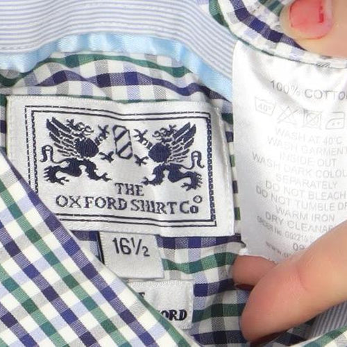 The Oxford Shirt Co. Men's Blue Check 16.5 Button-Down Cotton Shirt