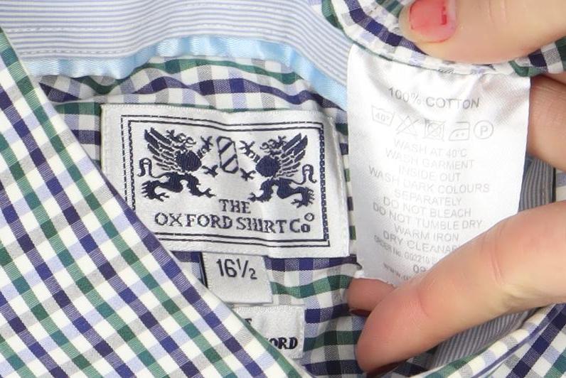 The Oxford Shirt Co. Men's Blue Check 16.5 Button-Down Cotton Shirt