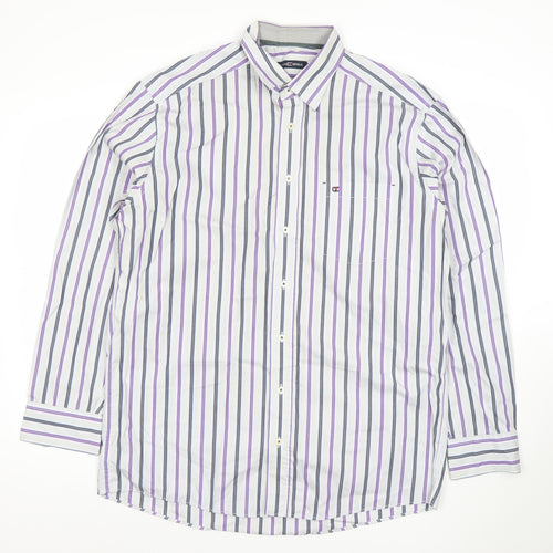Casa Moda Men's Multicoloured Striped Long Sleeve Cotton Button-Up Shirt L