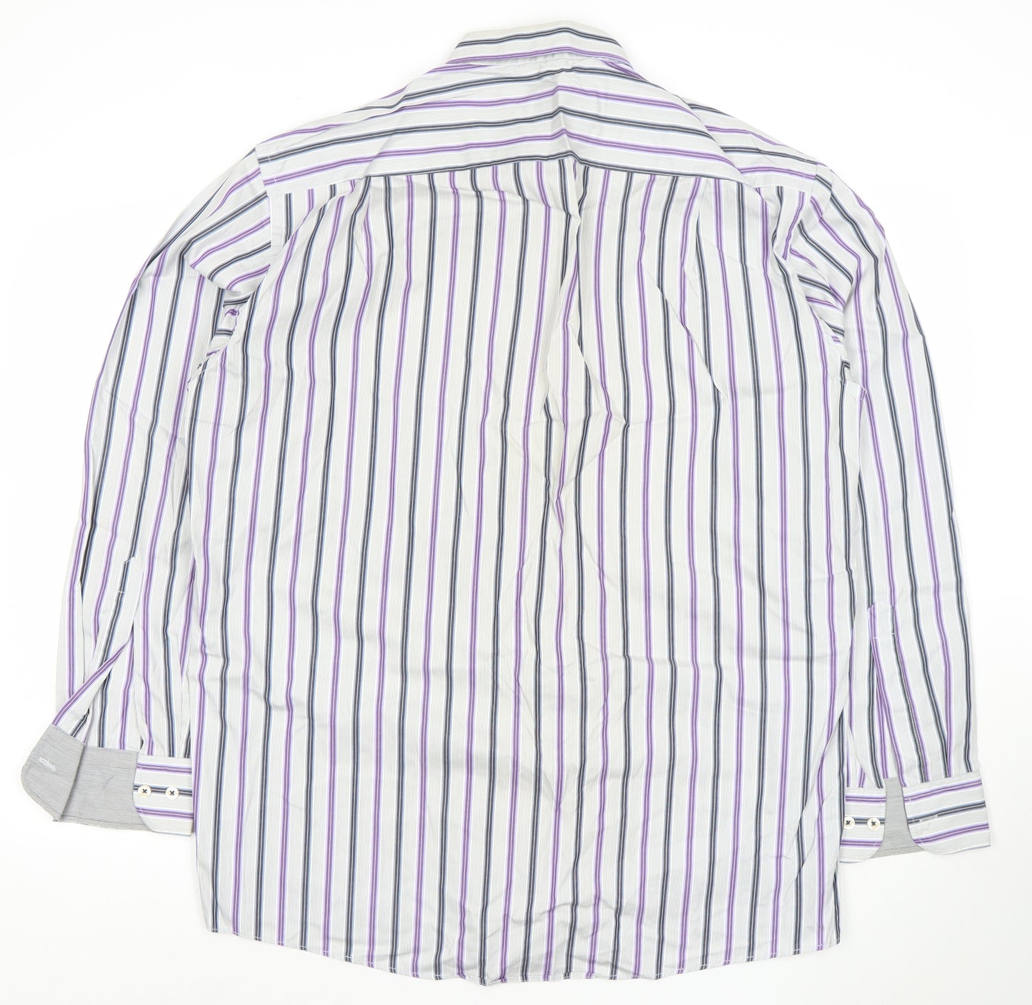 Casa Moda Men's Multicoloured Striped Long Sleeve Cotton Button-Up Shirt L