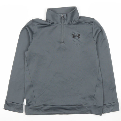 Under Armour Boys Grey 1/2 Zip Hoodie Medium Loose Fit Polyester