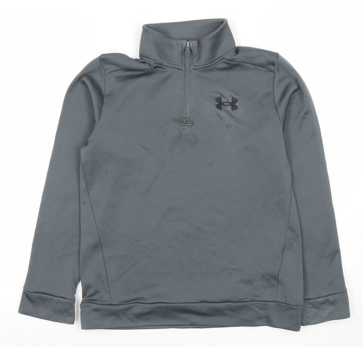 Under Armour Boys Grey 1/2 Zip Hoodie Medium Loose Fit Polyester