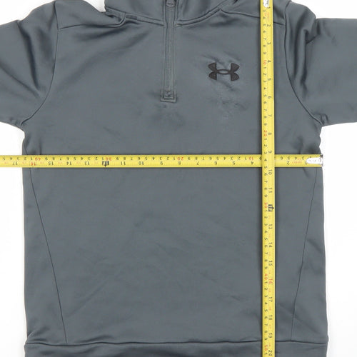 Under Armour Boys Grey 1/2 Zip Hoodie Medium Loose Fit Polyester