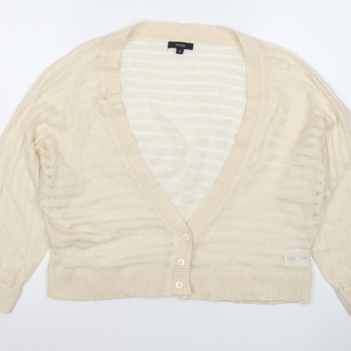 Therapy Women's Ivory Open Knit V-Neck Button Cardigan Size 8