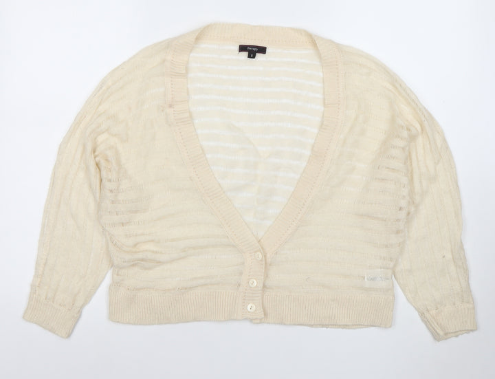 Therapy Women's Ivory Open Knit V-Neck Button Cardigan Size 8