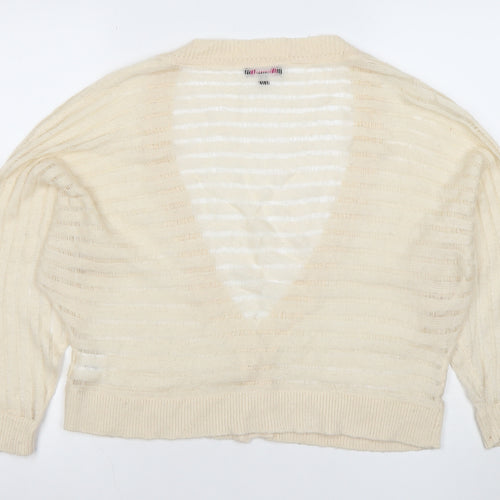 Therapy Women's Ivory Open Knit V-Neck Button Cardigan Size 8