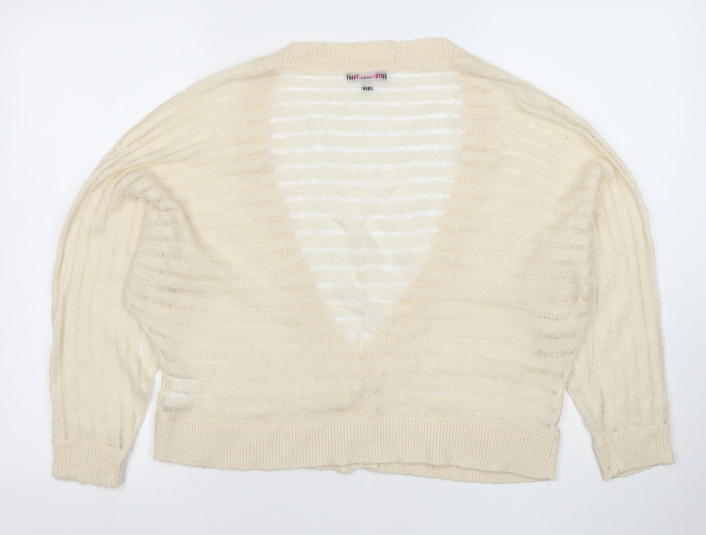 Therapy Women's Ivory Open Knit V-Neck Button Cardigan Size 8