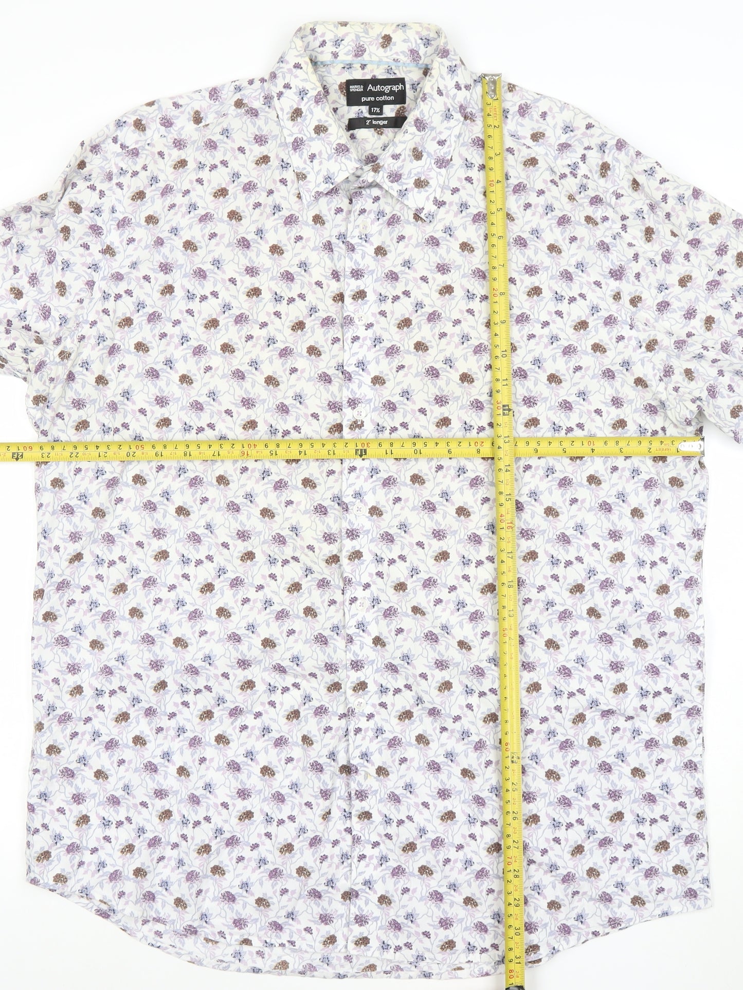 Marks and Spencer Autograph Men's Multicoloured Floral Cotton Long Sleeve Shirt 17.5