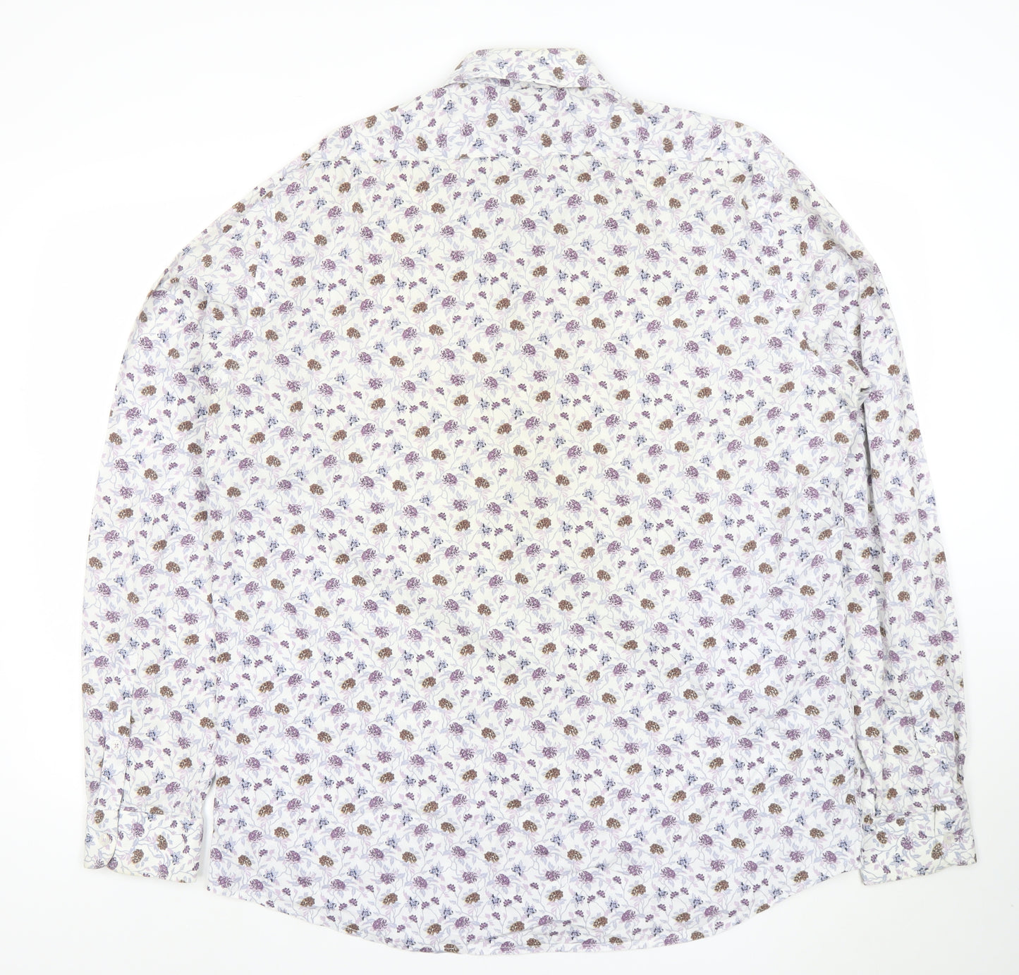 Marks and Spencer Autograph Men's Multicoloured Floral Cotton Long Sleeve Shirt 17.5