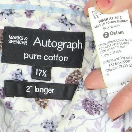 Marks and Spencer Autograph Men's Multicoloured Floral Cotton Long Sleeve Shirt 17.5