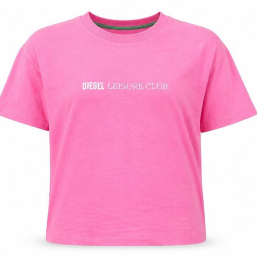 Diesel Women’s Pink Leisure Club Cotton Relaxed Fit T-Shirt L