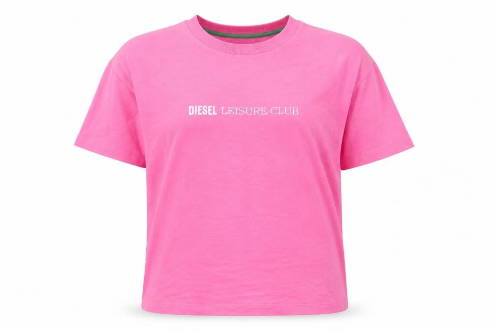 Diesel Women’s Pink Leisure Club Cotton Relaxed Fit T-Shirt L