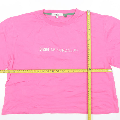Diesel Women’s Pink Leisure Club Cotton Relaxed Fit T-Shirt L