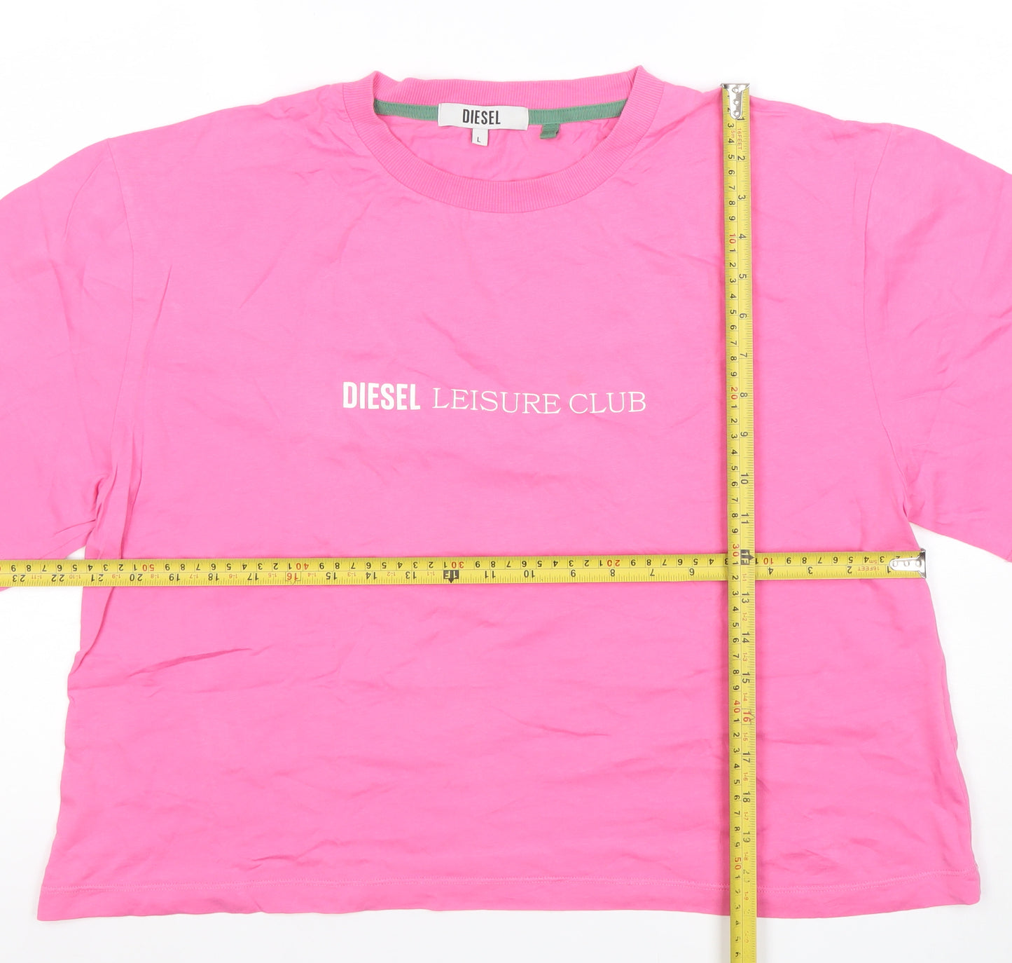 Diesel Women’s Pink Leisure Club Cotton Relaxed Fit T-Shirt L