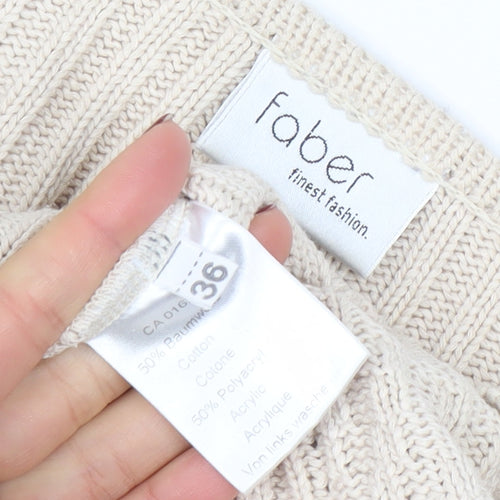 Faber Women’s Beige V-Neck Rib Knit Pullover Jumper Size 10