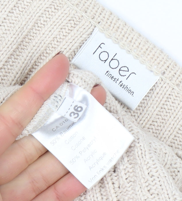 Faber Women’s Beige V-Neck Rib Knit Pullover Jumper Size 10