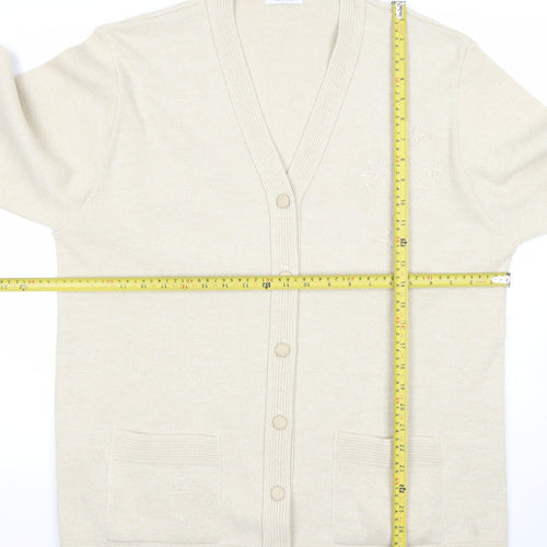 Care Womens Beige 2XL Knit Cardigan Lightweight V-Neck Jumper