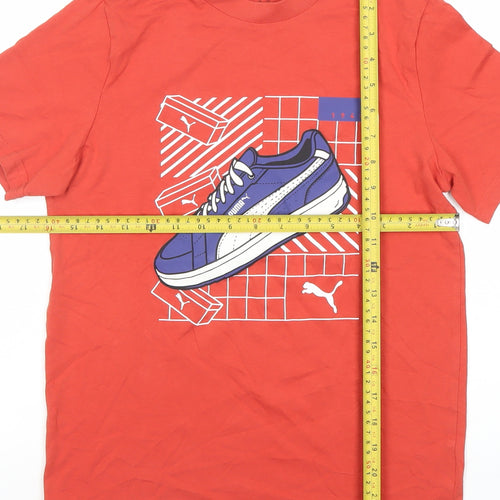 Puma Boys Orange Graphic Print T-Shirt 13-14 Years Short Sleeve Casual Top
