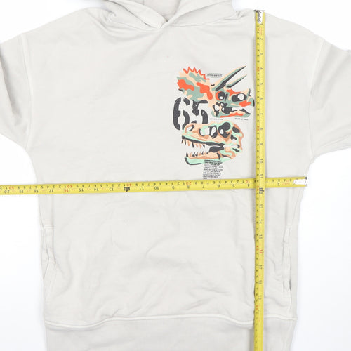 Next Boys Beige Dinosaur Graphic Pullover Hoodie 12 Years Cotton