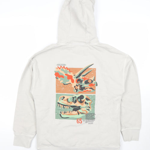 Next Boys Beige Dinosaur Graphic Pullover Hoodie 12 Years Cotton