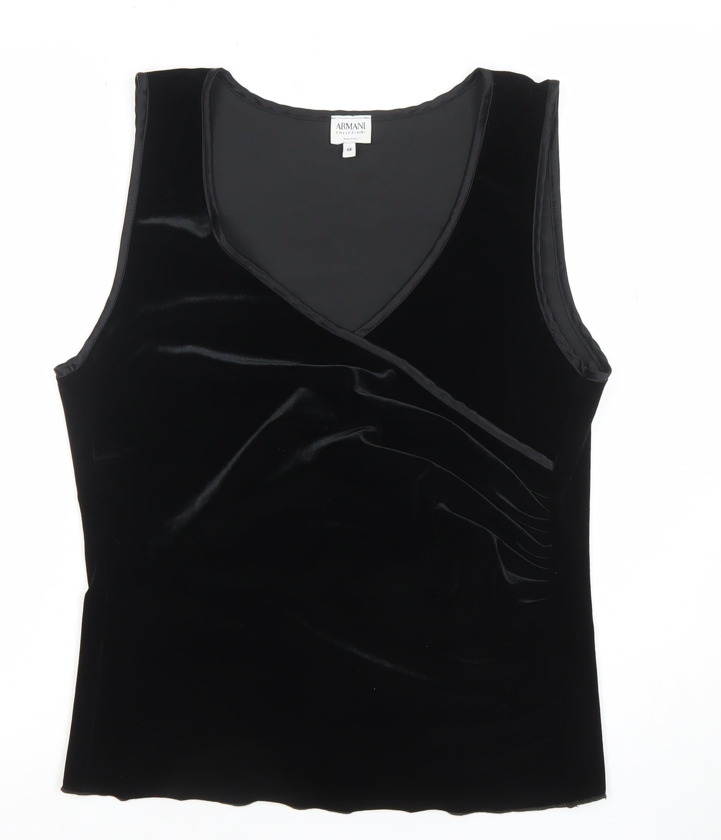 Armani Collezioni Women's Black Velvet Wrap Tank Top Size 16
