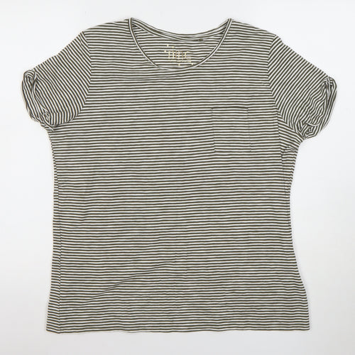 Nine by Savannah Miller Women’s Green Striped Cotton T-Shirt Size 6