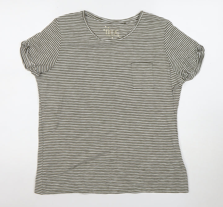 Nine by Savannah Miller Women’s Green Striped Cotton T-Shirt Size 6
