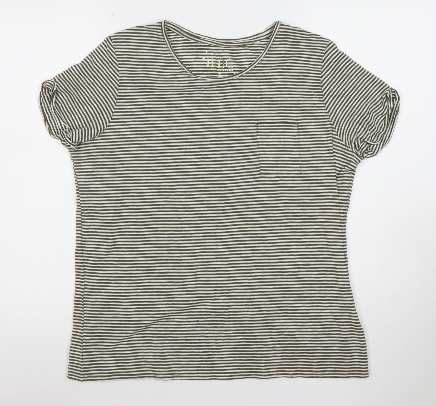 Nine by Savannah Miller Women’s Green Striped Cotton T-Shirt Size 6