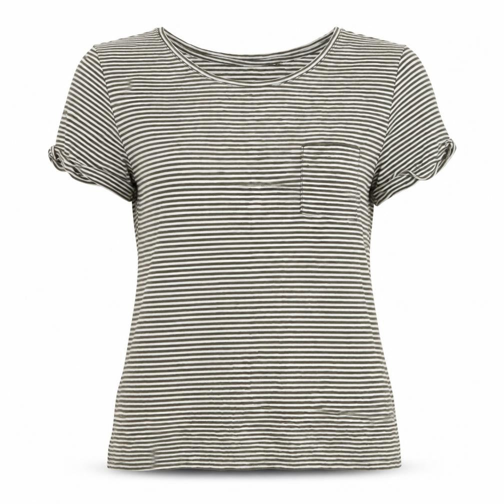 Nine by Savannah Miller Women’s Green Striped Cotton T-Shirt Size 6