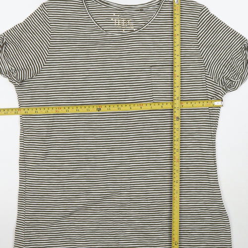 Nine by Savannah Miller Women’s Green Striped Cotton T-Shirt Size 6