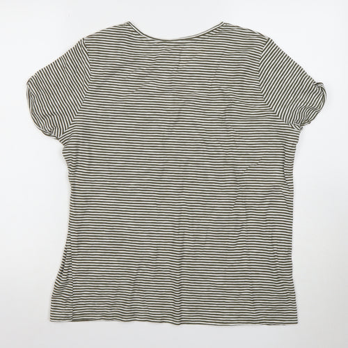 Nine by Savannah Miller Women’s Green Striped Cotton T-Shirt Size 6